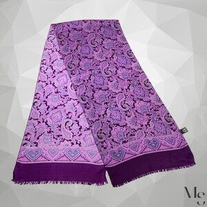 Amazing Purple Paisley Rectangle Silk Scarf Made In Italy 61”-22’’ EX COND